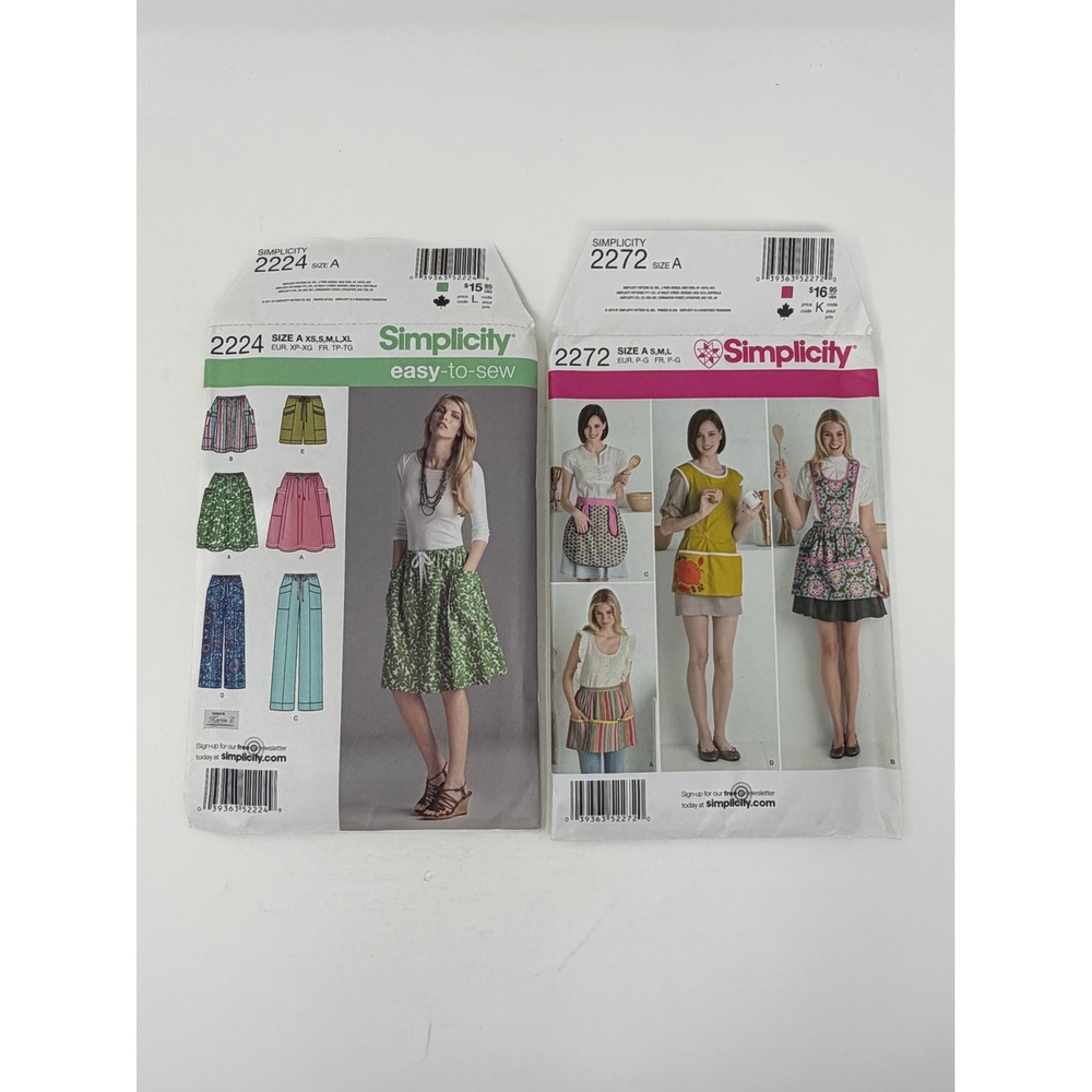 Simplicity Sewing Pattern Lot 2224 2272 Uncut Skirts Aprons Destash Size A
